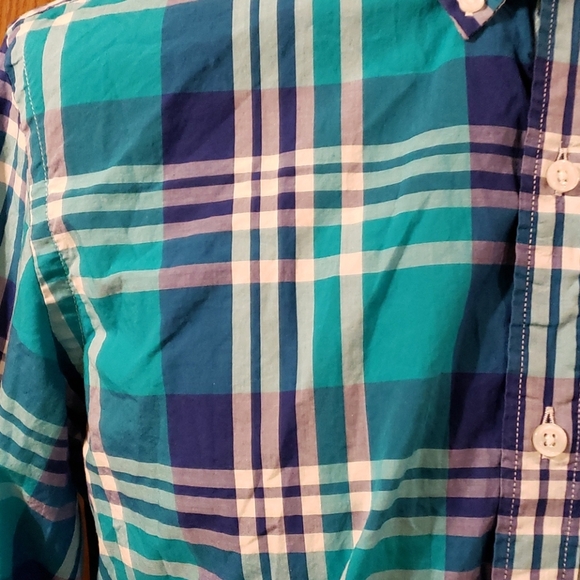 J crew lightweight button down bright green plaid - Picture 3 of 5
